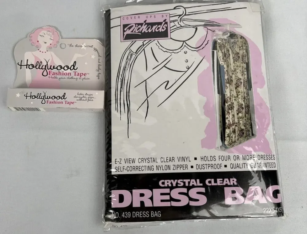 Vintage Richards Crystal Clear Dress Bag & Hollywood Fashion Tape